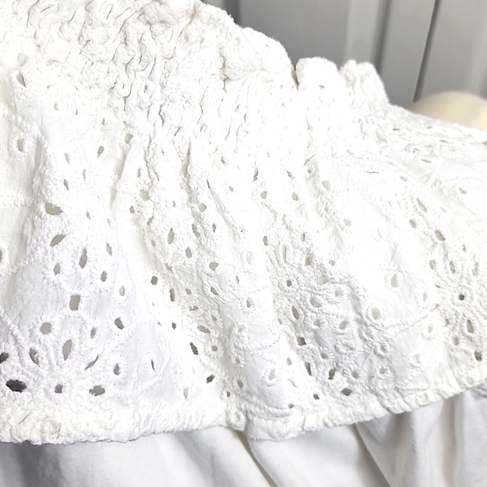 Eyelet off shoulder Top, 100% cotton Size L White - Picture 9 of 9